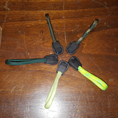 5 Pack Green Paracord Zipper Pulls for Backpacks Jackets Luggage Survival Kits