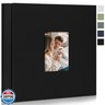 Remowith Photo Album 4x6 Pictrues 600 Pockets Linen Cover with Front Window Large Picture Book for Family Travel Wedding and Memory Keepsake Organizer Black