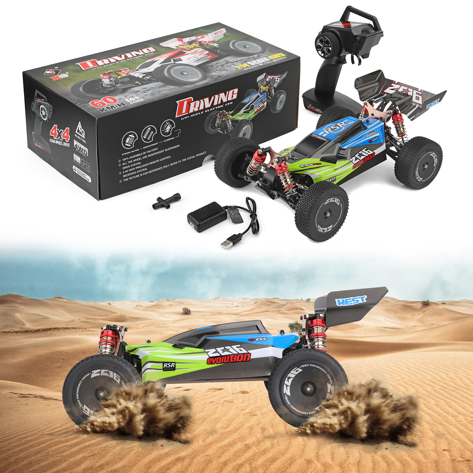 WLtoys 144001 RTR 2.4GHz 60km/h High Speed Drift Racing Car Remote
