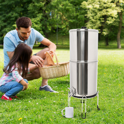 2.25Gallon Gravity-fed Water Filter System & 2 Carbon Fiber Filters Washable