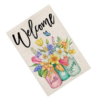 Hello Spring Flag Flora Spring Hangings Decor For Garden Outdoor Double Sided