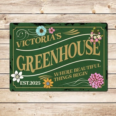 Personalised Vintage Greenhouse Sign - Gardening Gift