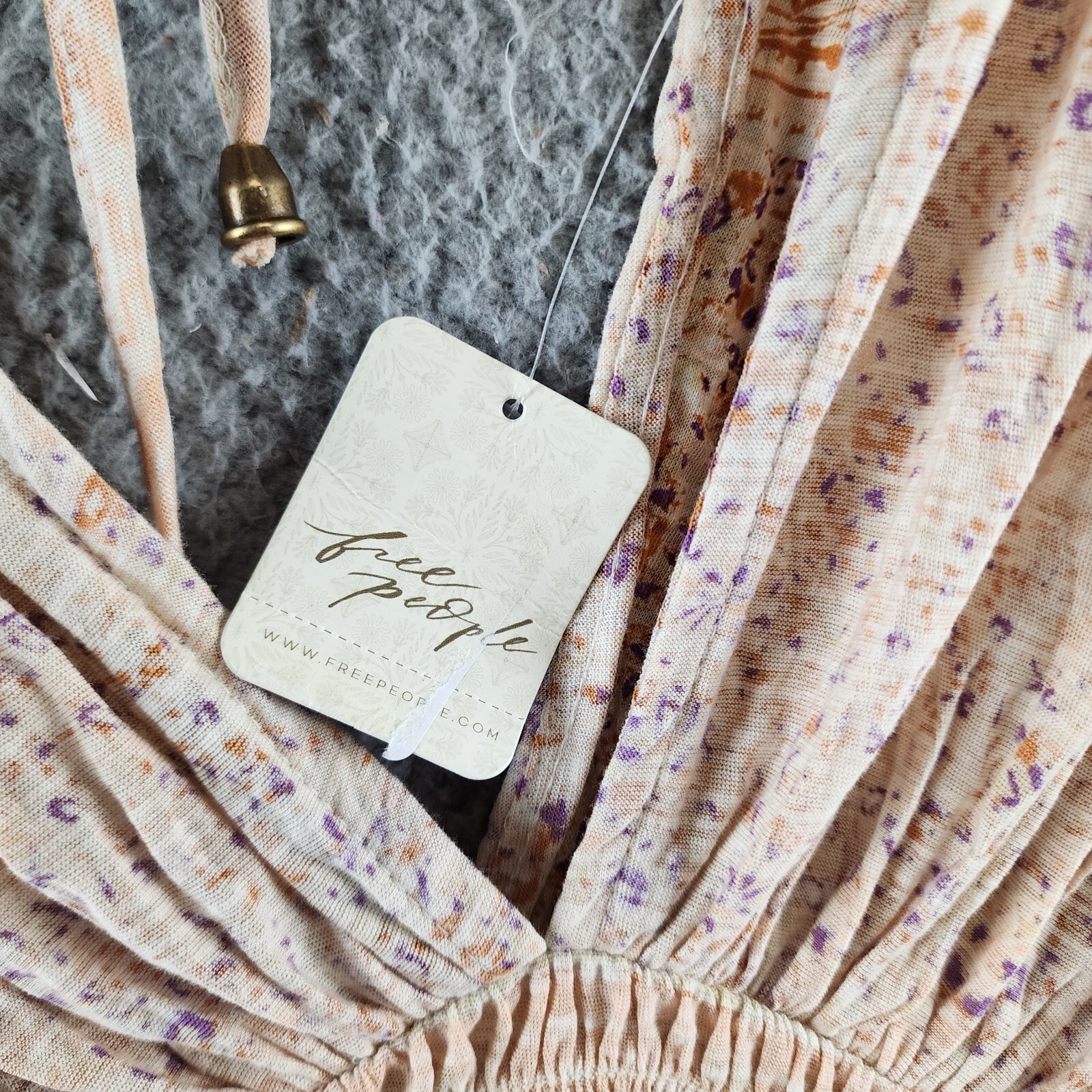 Free People Next Vacation Top Women's XS Ivory Combo Floral V-Neck Tie Closure - Picture 18 of 20