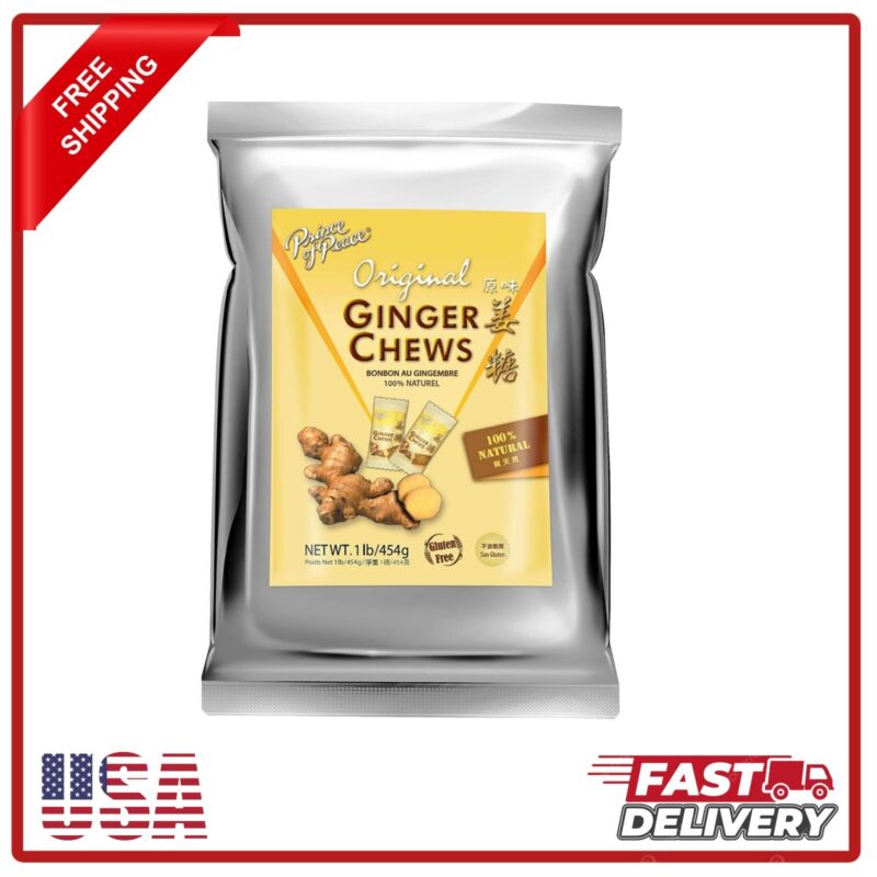 Prince of Peace Ginger Chews Original, 1 lb. Candied Ginger, Natural Ginger Chew
