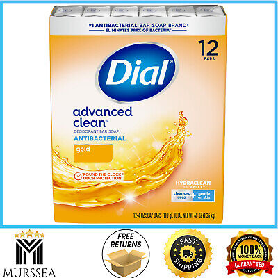 Dial Antibacterial Deodorant Bar Soap, Advanced Clean, Gold, 4 oz, 12 Bars