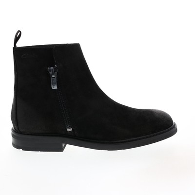 Clarks Clarkdale Zip 26152069 Мужские черные замшевые повседневные классические ботинки на молнии