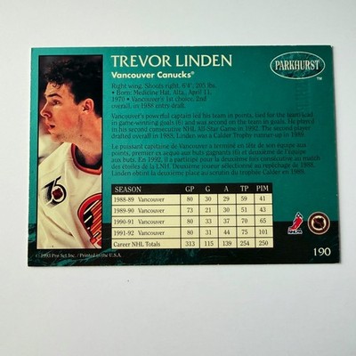 1992 Parkhurst Hockey #190 Trevor Linden Emerald Ice