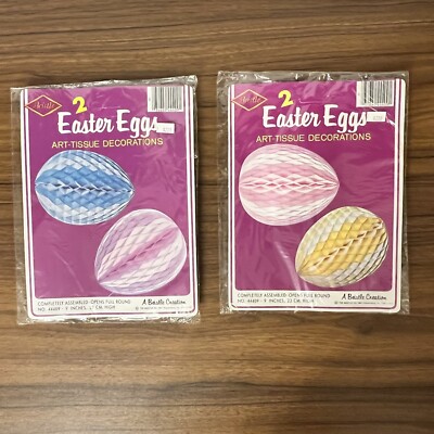 Vintage Honeycomb Easter Eggs Beistle 1981 9'' Tall Holiday Decoration