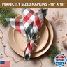 Native Fab Cloth Napkins - Multi Color Check Set of 4, 100% Cotton, 16x16 inch, Soft and Durable, Machine Washable, Reusable Napkins, Holiday Gingham Design for Dining, Party - Red, White, Olive Green