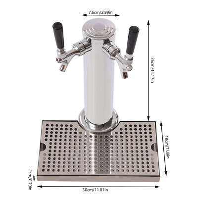 Silver D-Type Kegs Beer Tower Double-Tap Beer Column Kit W/Dual Gauge Regulator