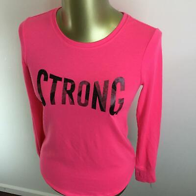GAP FIT Long Sleeve ''STRONG'' Graphic Pink Pullover Activewear Top Girl's Size L