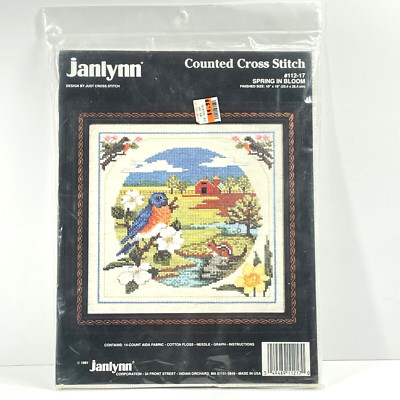 Vintage Janlynn Cross Stitch Kit #112-17 Spring In Bloom Needle Point Crafts NIP
