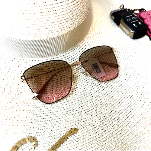 Pre-owned Dior Gold Studded “society 1s” Sunglasses W/ Rose Pink Lenses