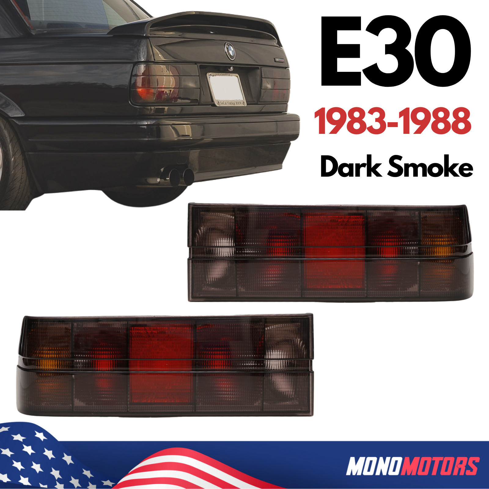 FOR BMW E30 SMOKED TAIL LIGHTS EARLY MHW STYLE REAR LAMPS 1983