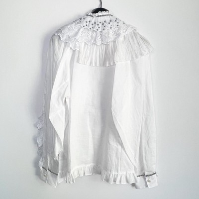 COACH COACH 1941 PRAIRIE RUFFLE BLOUSE LAYERED STUDDED COTTON LINEN BLEND WOMEN'S 4