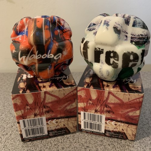 SET of 2 Waboba Street Ball Balls Bouncing Crazy Spinning Orange White/Green NIB