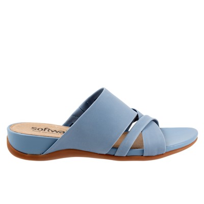 Softwalk Taraz S2320-443 Женские синие босоножки с широким кожаным ремешком без застежки, обувь 7
