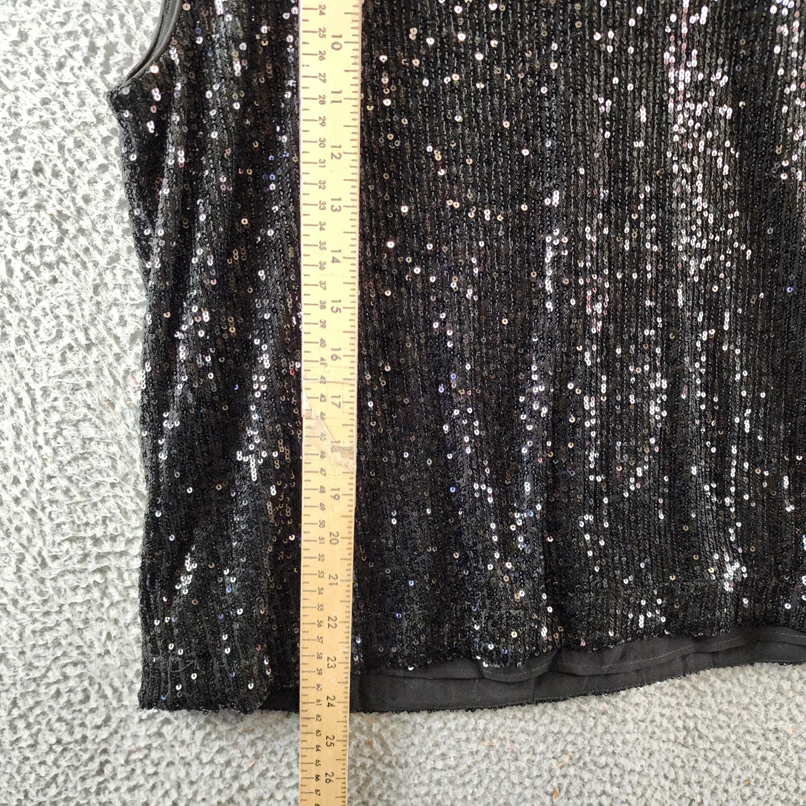 Calvin Klein Sequin Cap Sleeve Top Women's Large Black Back Zip Closure - Picture 6 of 15