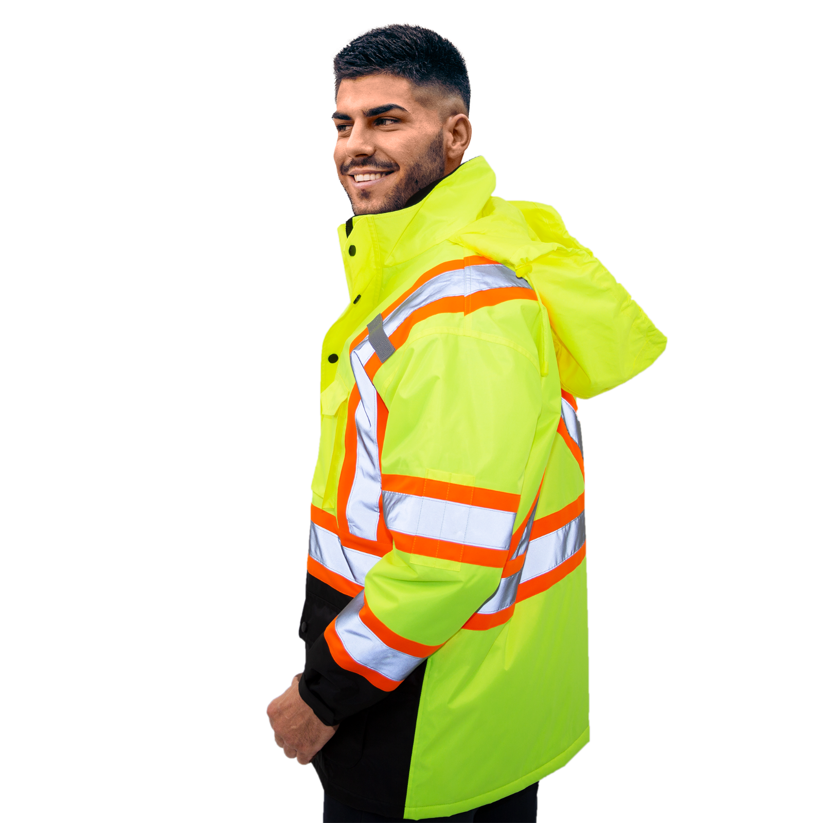 Hi-Vis Parka Safety Jacket with 2 tone High Visibility and Reflective X in Back