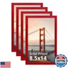 KINLINK 8.5x14 Picture Frames Red, Solid Wood Frames with Acrylic Plexiglass for 8.5x14 without Mat, Tabletop and Wall Display Photo Frame, 4 Pack