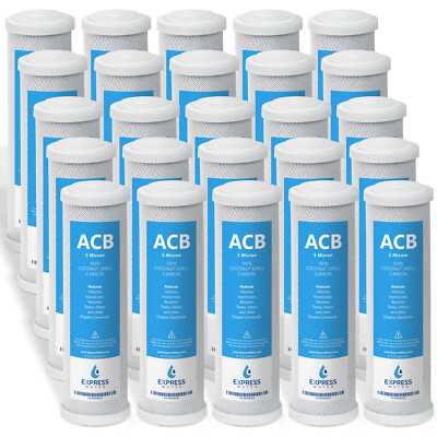 Activated Carbon Block Water Filter Replacement   10 inch 5 Micron    ACB 25 Pac