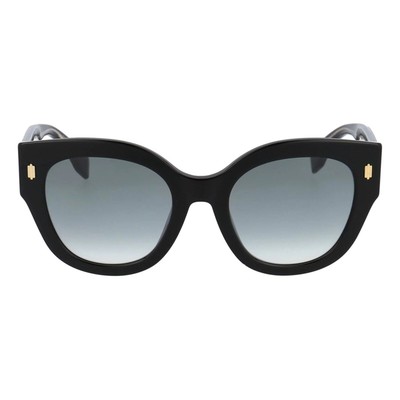 Pre-owned Fendi Black Cat Eye Sunglasses W/ Dark Lenses, Gold Details, “ff0452/f/s”, In Gray