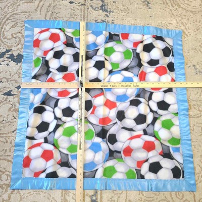 Homemade Baby Blanket Soccer Sports Football Satin Edging