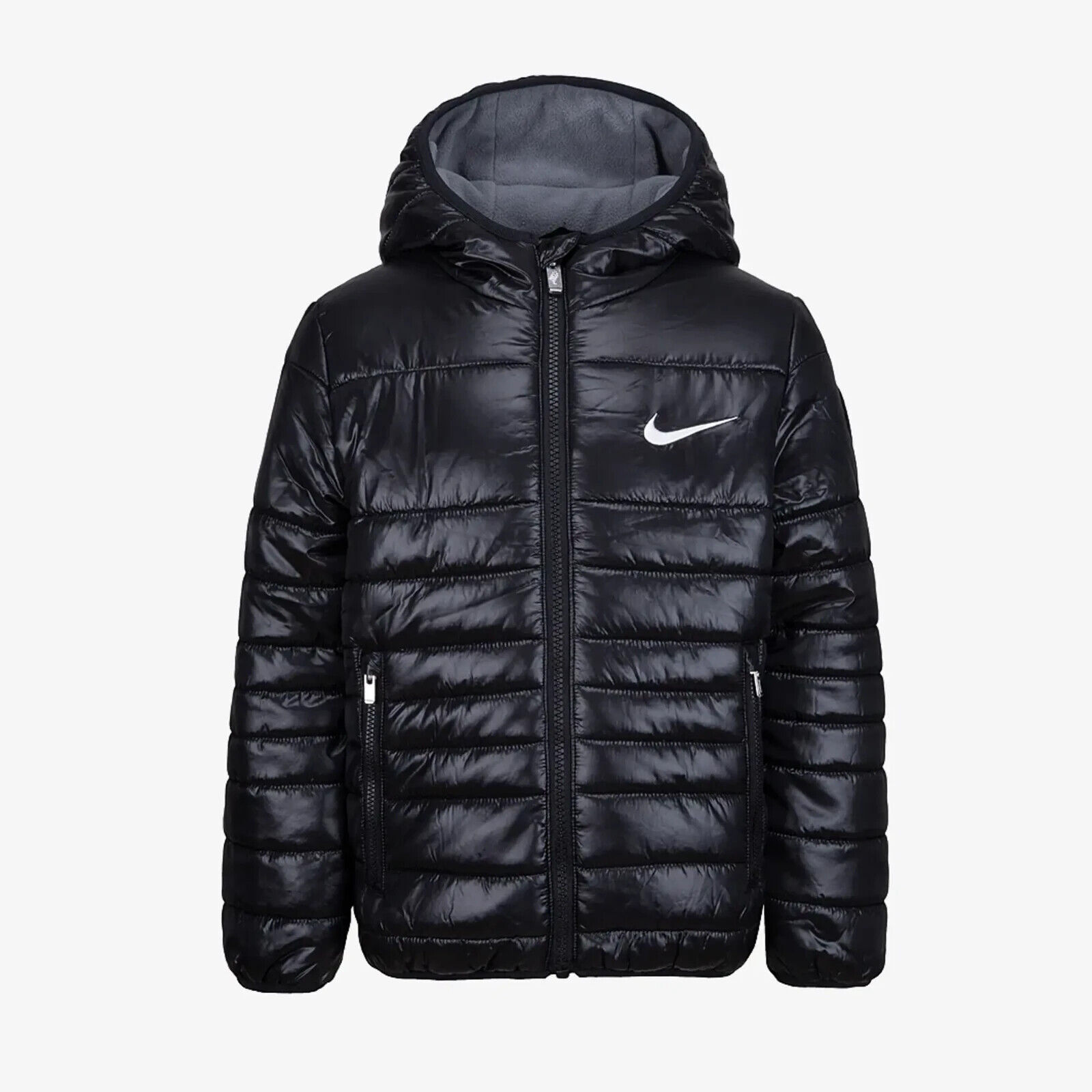 NWT NIKE Boys' Hooded Puffer Jacket COAT BLACK (SIZE 4) Size XS NWT NIKE Boys' Hooded Puffer Jacket COAT BLACK (SIZE 4) Size XS