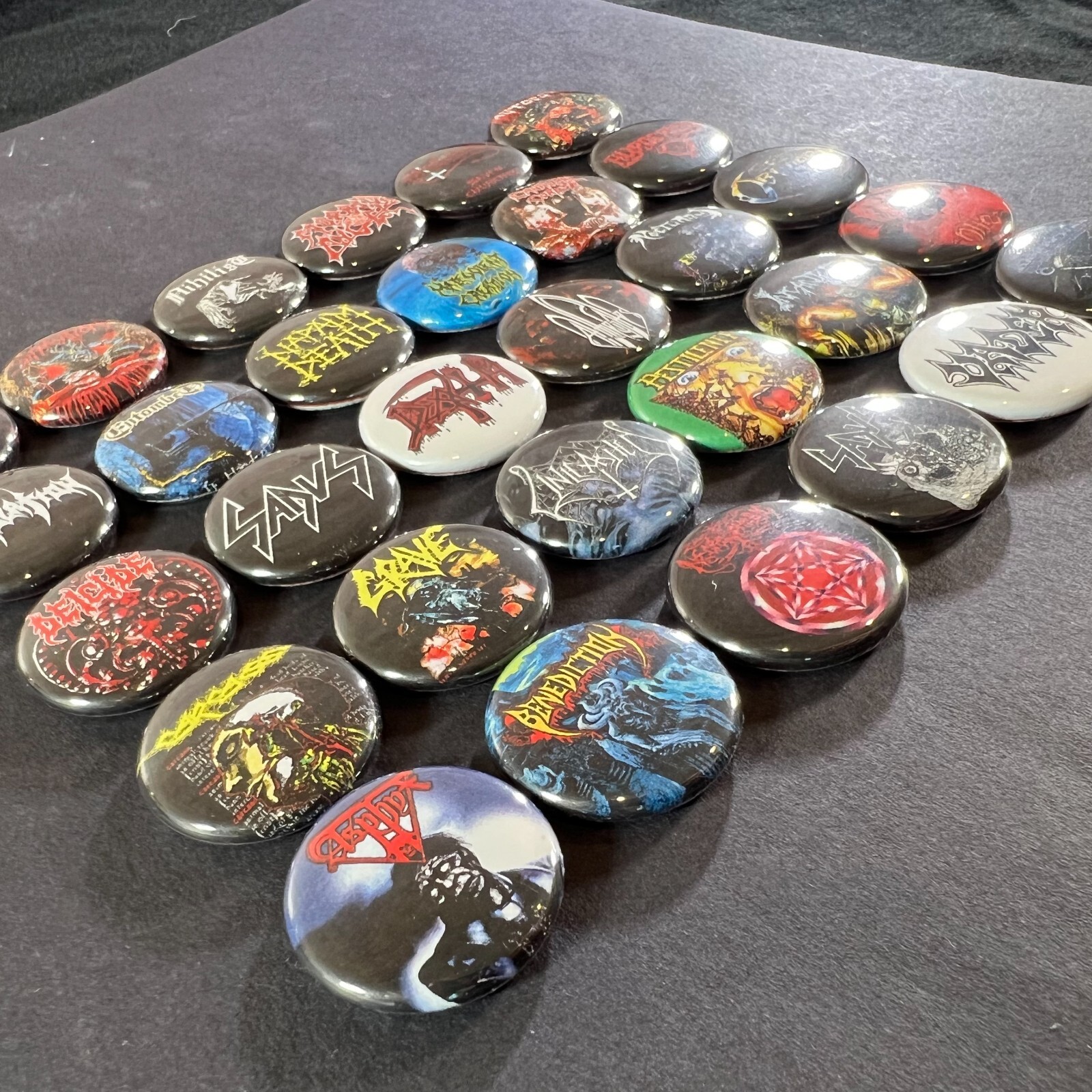 Death Metal 1" Button Pin Set Morbid Angel Vader Dissection Carcass Cannibal