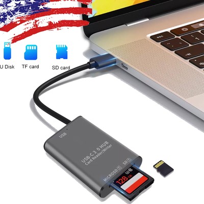 USB C to SD Card Reader/Writer/OTG Adapter USB3.0 for MacBook Camera Android USA