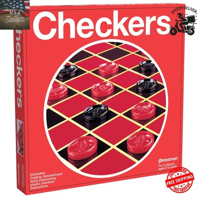 Pressman Checkers -- Classic Game With Folding Board and Interlocking Checkers