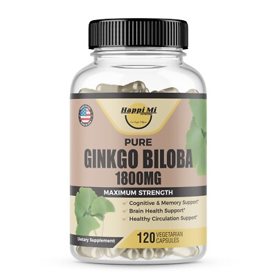 Ginkgo Biloba Organic 1800mg Per Serving, 120 Veggie Capsule