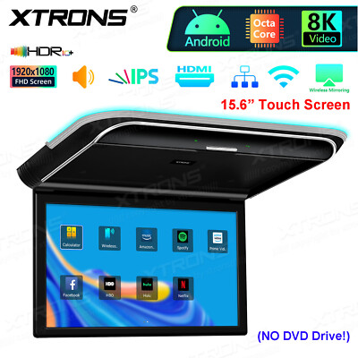 15.6'' HD 8K IPS Touch Screen Car Roof Monitor Overhead HDMI USB Android FM Wi-Fi