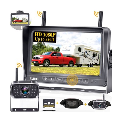 Wireless Hd 1080p 7'' Split Screen Dvr Monitor Bluetooth Tra...