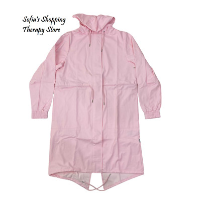 Rains String with Parka W3 Women's Rain Waterproof Jacket Candy Pink, Sz Large