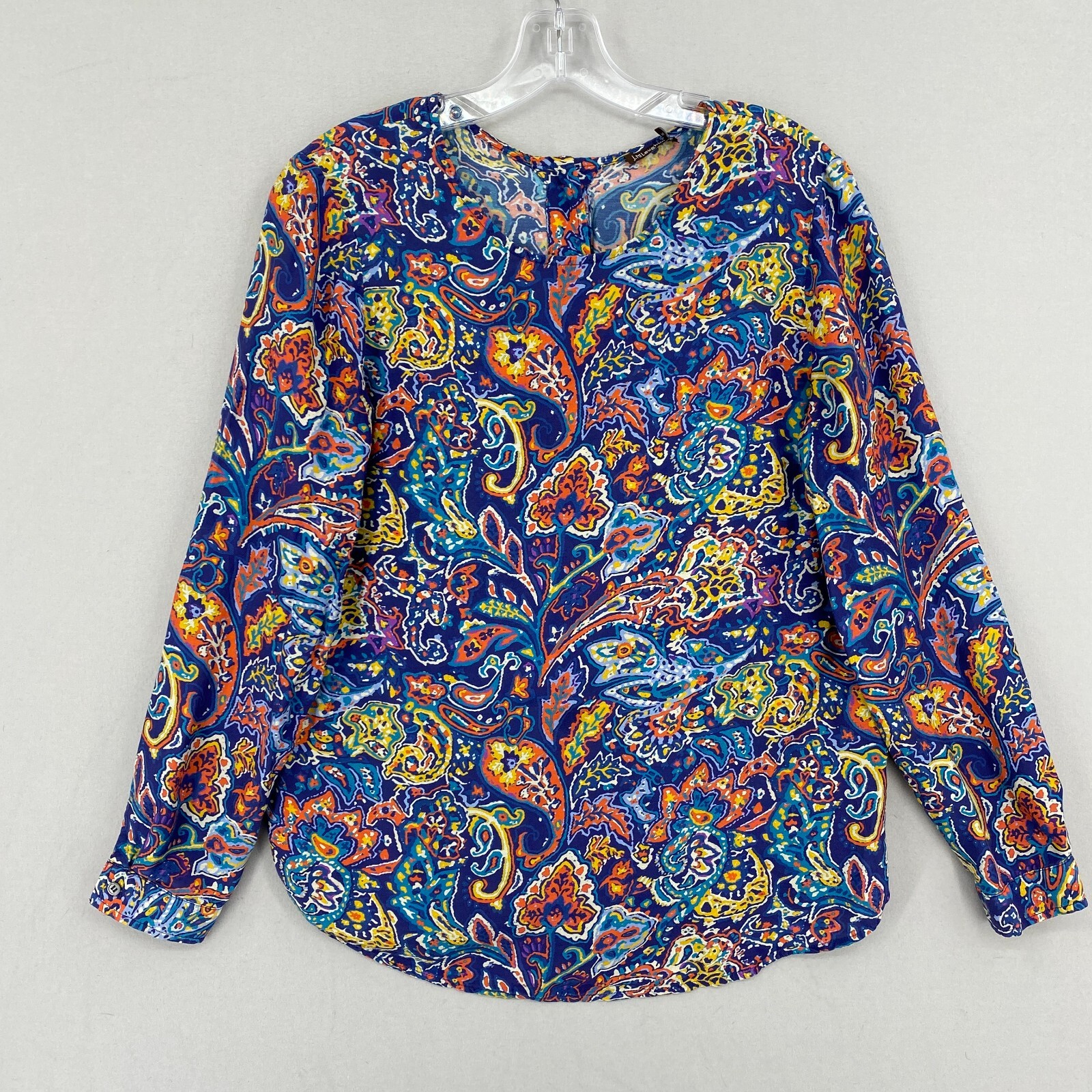 J Mclaughlin Button Back Collarless Top Womens Small Blue J Mclaughlin Button Back Collarless Top Womens Small Blue