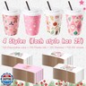 Remerry 100 Sets 400 Pcs 12 oz Christmas Disposable Coffee Cups with Lid, Straws and Sleeves Snowflake Reindeer Snowman Paper Cups Xmas Party Supplies for Hot Drink Cold Beverage(Pink Christmas)