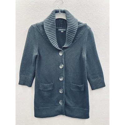 Banana Republic Cardigan Sweater Women Size XS Black Pockets Heavy Shawl Collar