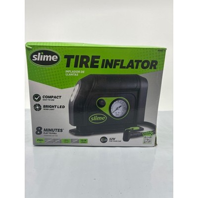 Slime 40050 Compact Tire Inflator 12V Portable Air Compressor LED Light Black