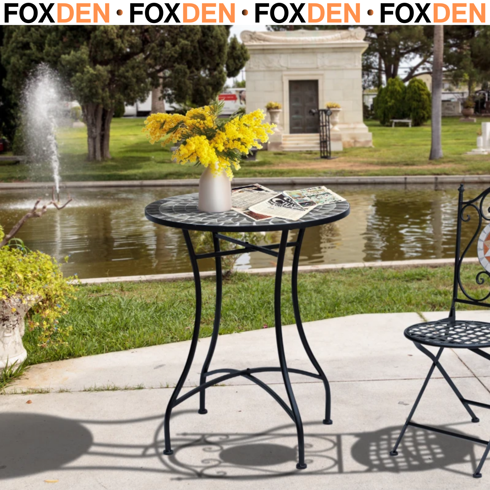 60cm x 60cm x 71cm Mosaic Versatile Side Table Bistro Coffee Table Grey