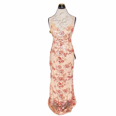 Lulus Dress Size Small Long Gown Formal Quiet Luxury Rose Gold Sequin Glamorous