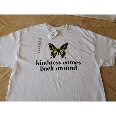 Be Kind XL T-shirt White - Kindness Comes Back Around with Swallowtail Butterfly