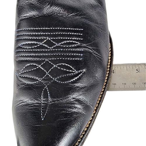 Austin Hall Cowboy Boots Mens Handmade Custom Leather Black Pointed Toe Vintage