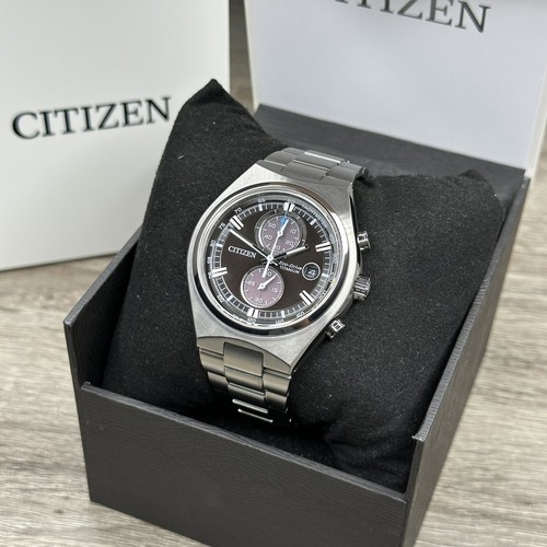 Pre-owned Citizen New✅titanium✅  Eco-drive Brycen Chronograph Silver Men's Watch Ca7090-52e