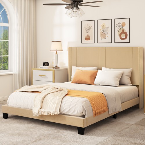 Platform Mattress Foundation Upholstered Tufted Headboard
