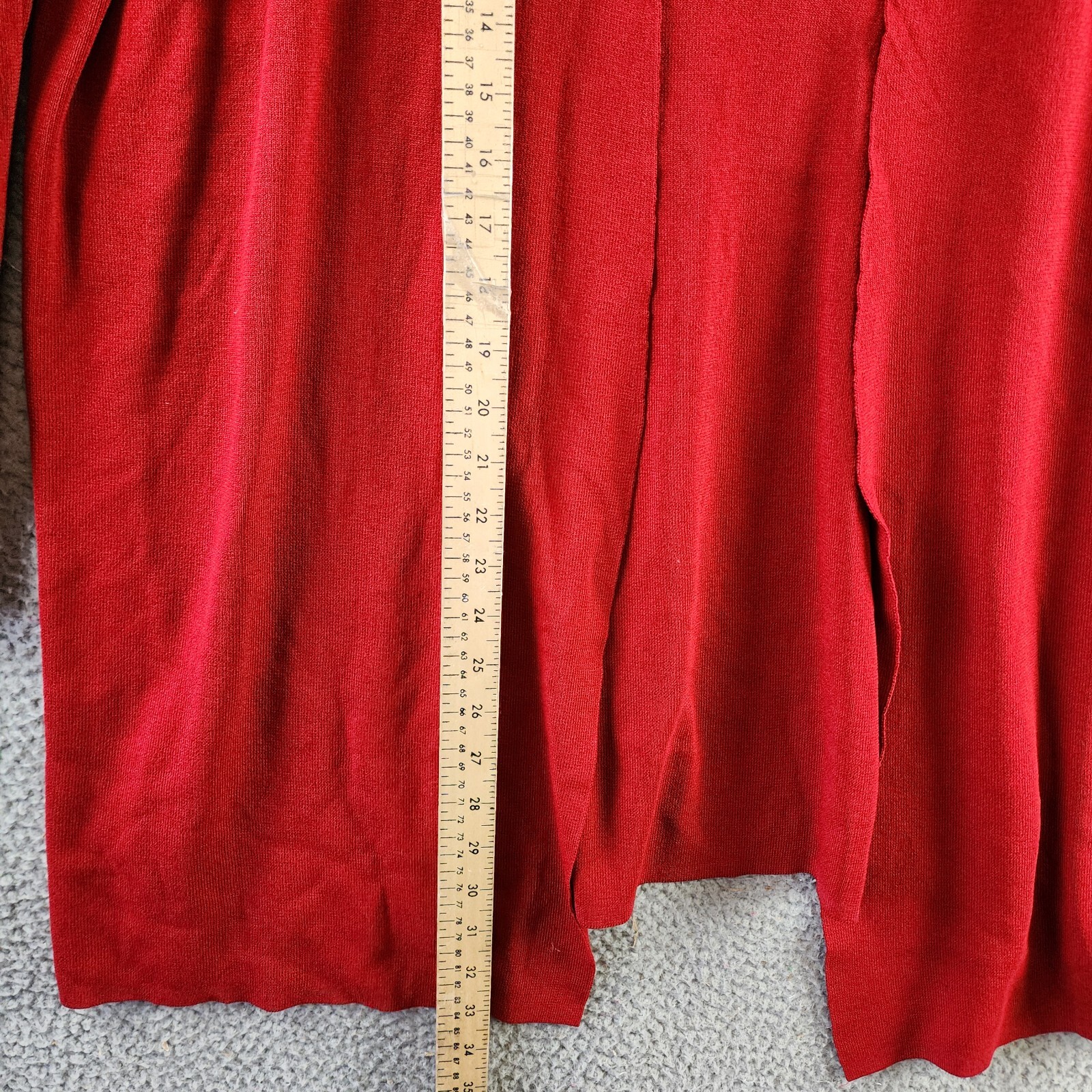 Kasper Plus Open-Front Long-Sleeve Sweater Women's 2X Crimson Collarless - Picture 10 of 14