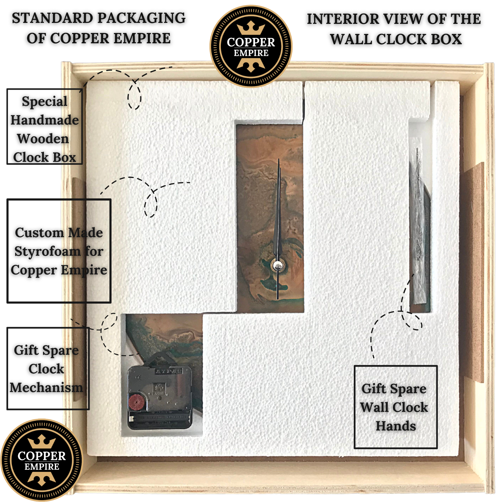 Farmhouse Clock Mid Century Modern Handmade Art Deco Patina Copper Wall Clock