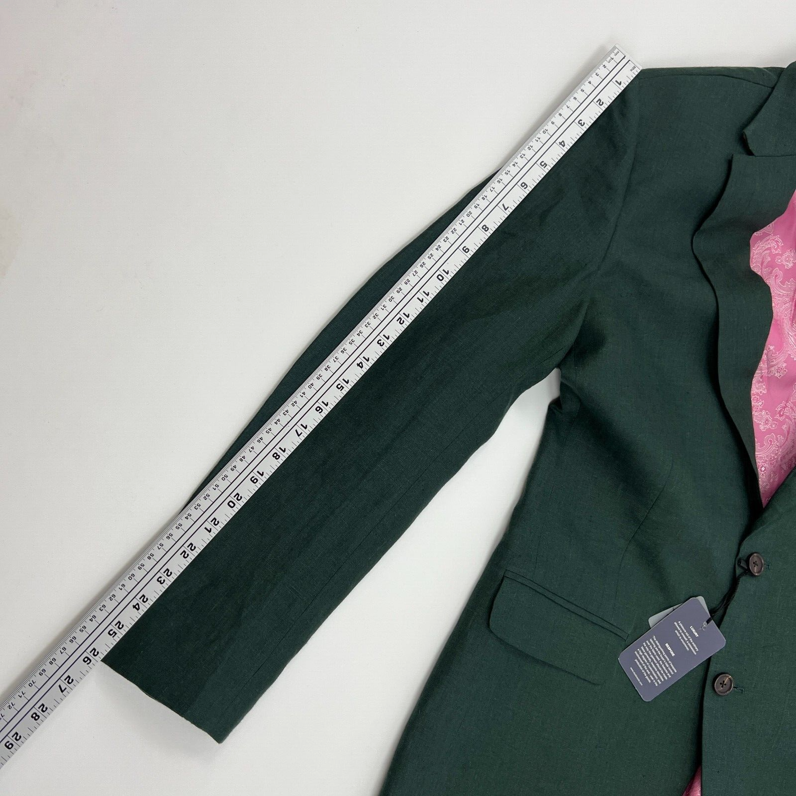 Studio Suits Bespoke Green Linen Custom NWT Sport Coat Blazer Jacket Mens Sz 39L