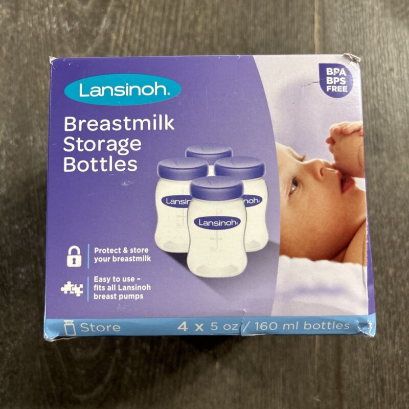 Lansinoh Breastmilk Storage Bottles 4 Pack Dishwasher/Freezer Safe BPA Free New