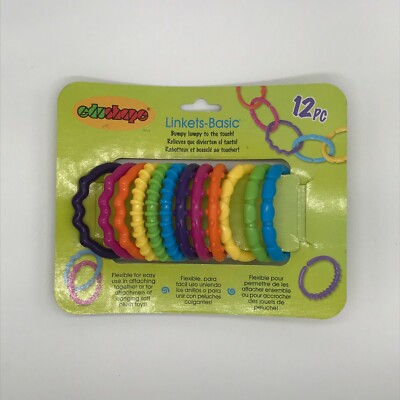EDUSHAPE Linkets-Basic, 12 Pcs, Lumpy-Bumpy to the Touch!  Great for 3mo+